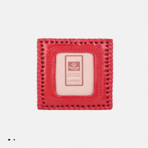 Red Embossed Leather Photo Frame